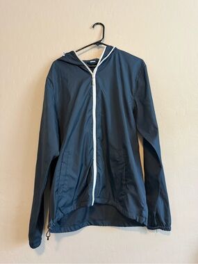Lightweight Navy Hooded Windbreaker Jacket